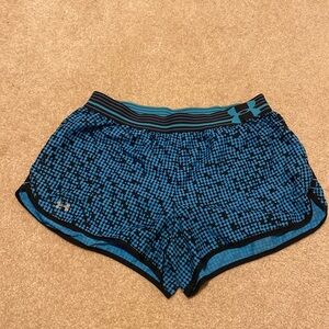 Under Armour Running Shorts Blue and Black Pattern Women’s Size Medium